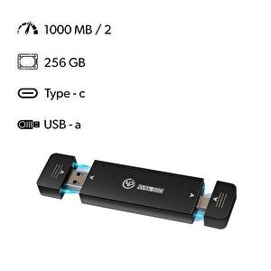 Npo Dk01 Usb-a/type-c 900/1000mb/s 256gb 22x42 M.2 Nvme Taşınabilir Harici Ssd