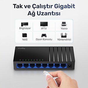 Cudy Gs108d 8 Port 10/100/1000 Yönetilemez Desktop Plastik Kasa Switch