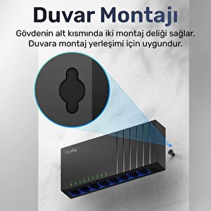 Cudy Gs108d 8 Port 10/100/1000 Yönetilemez Desktop Plastik Kasa Switch