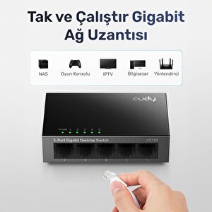 Cudy Gs105 5 Port Gigabit Yönetilemez Desktop Metal Kasa Switch