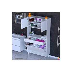 Arda 95x173x32,5 Cm 1 Çekmece 3 Göz Sepetli Ve 3 Raf Akıllı Dolap Ile Dağınıklığa Son