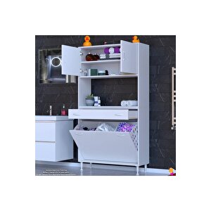 Arda 95x173x32,5 Cm 1 Çekmece 3 Göz Sepetli Ve 3 Raf Akıllı Dolap Ile Dağınıklığa Son