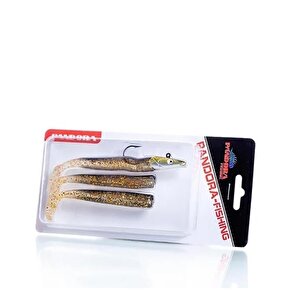 Sandeel 10cm 14gr 3+1 Silikon Yem Gold Head / Gold Silver Body