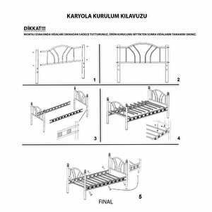 Reyo Pero Tek Kişilik Başlıklı Yatak Odası Ferforje Metal Siyah Karyola 90x190