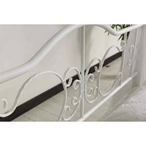 Reyo Pero Sultan Tek Kişilik Başlıklı Metal Beyaz Karyola 90x190
