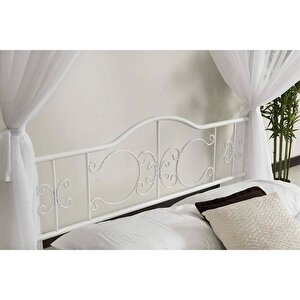 Reyo Pero Sultan Tek Kişilik Başlıklı Metal Beyaz Karyola 90x190