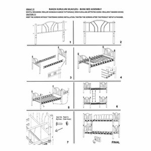 İmaj 3 Kişilik Ebeveyn 3'lü Metal Ranza Beyaz  90x200 / 140x200
