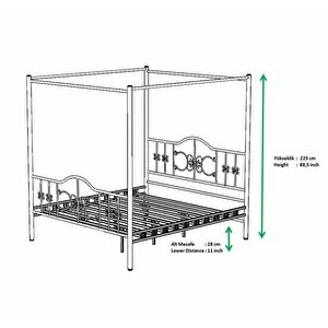 Reyo Pero Sultan Çift Kişilik Başlıklı Ferforje Metal Beyaz Karyola (cibinliksiz) 180x200