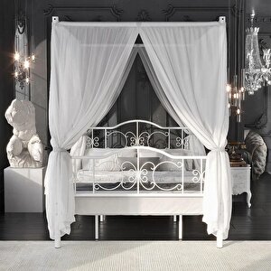 Pero Sultan Çift Kişilik Başlıklı Ferforje Metal Beyaz Karyola (cibinliksiz) 160x200