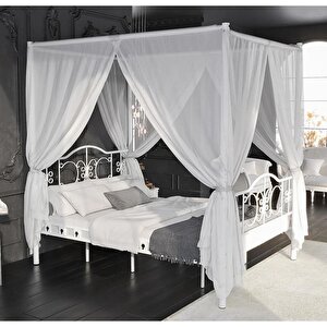 Pero Sultan Çift Kişilik Başlıklı Ferforje Metal Beyaz Karyola (cibinliksiz) 160x200