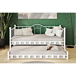 Kamelya Yavrulu Daybed Sedir Karyola Beyaz 90x200