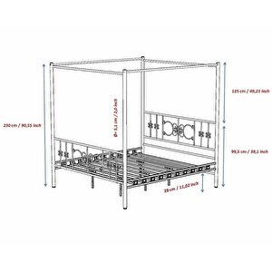 Reyo Stella Sultan Başlıklı Çift Kişilik Ferforje Metal Karyola (cibinliksiz)160x200