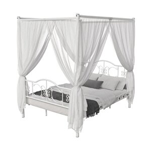 Argimo Pero Sultan Tek Kişilik Başlıklı Metal Beyaz Karyola (cibinliksiz) 120x200