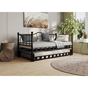 Kamelya Yavrulu Daybed Sedir Karyola Siyah 90x200