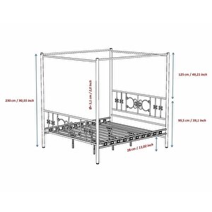 Reyo Stella Sultan Başlıklı Tek Kişilik Ferforje Metal Karyola (cibinliksiz)120x200