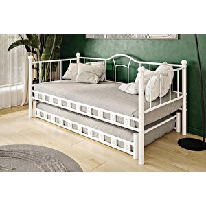 Kamelya Yavrulu Daybed Sedir Karyola Beyaz 90x190