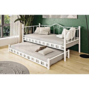 Kamelya Yavrulu Daybed Sedir Karyola Beyaz 90x190