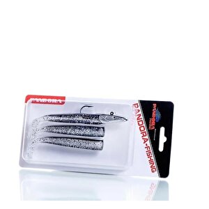 Sandeel 10cm 14gr 3+1 Silikon Yem Black / Silver Body
