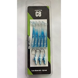 C8 10cm 10gr 5+3 Silikon Yem Silver Blue