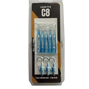 C8 8cm 5.5gr 5+3 Silikon Yem Silver Blue