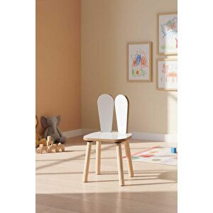 Montessori Çocuk 1 Adet Bunny Sandalye Beyaz