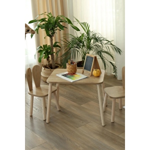 Montessori Çocuk Masası 1 Masa & 1 Bunny Sandalye Kahverengi