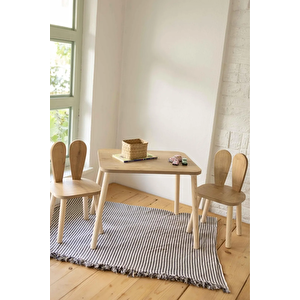 Reyo Montessori Çocuk Masası 1 Masa & 1 Bunny Sandalye Kahverengi