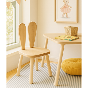 Reyo Montessori Çocuk 1 Adet Bunny Sandalye Kahverengi