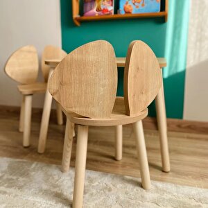 Montessori Çocuk Masası 1 Masa & 2 Mickey Sandalye Kahverengi