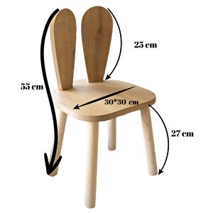 Reyo Montessori Çocuk Masası 1 Masa & 2 Bunny Sandalye Kahverengi