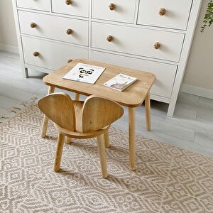 Montessori Çocuk Masası 1 Masa & 1 Mickey Sandalye Kahverengi