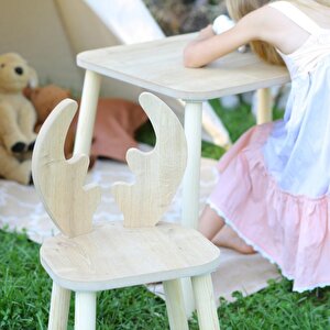 Reyo Montessori Geyik Sandalyeli Çalışma Masası 2 Sandalye 1 Masa Kahverengi