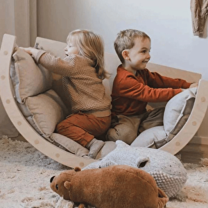 Reyo Sincap Montessori Pikler Aktivite Ve Oyun Masası, Kaydıraklı Tırmanma Seti Ve Sandalye