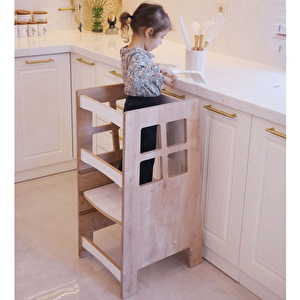 Montessori Çocuk Aktivite Öğrenme Kulesi Natural