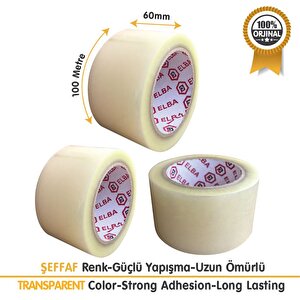 Elba Bant 60x100 (6 ADET) Geni̇ş 1.kalite Hotmelt Şeffaf Ambalaj | Paketleme Şeffaf