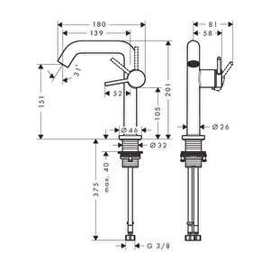 Hansgrohe Tecturis S Lavabo Bataryası 150 73340000