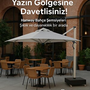 Hanway Tulipa Yandan Kollu Şemsiye Gri 300x300 cm