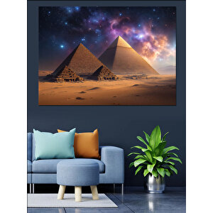 Yıldızlı Gökyüzü Ve Piramitler Dekoratif Kanvas - Mdf Ahşap Tablo 25x35 cm