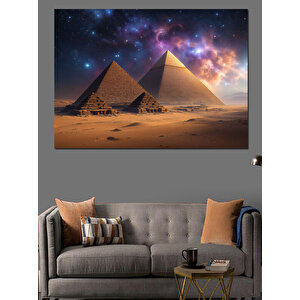 Yıldızlı Gökyüzü Ve Piramitler Dekoratif Kanvas - Mdf Ahşap Tablo