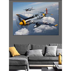 Gökyüzünde Uçan Uçaklar Dekoratif Kanvas - Mdf Ahşap Tablo 35x50 cm