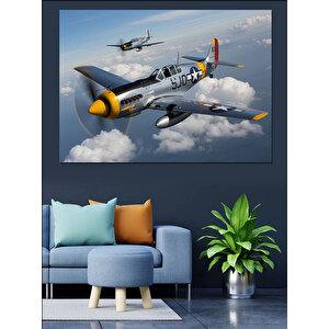 Gökyüzünde Uçan Uçaklar Dekoratif Kanvas - Mdf Ahşap Tablo 35x50 cm