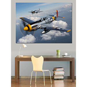 Gökyüzünde Uçan Uçaklar Dekoratif Kanvas - Mdf Ahşap Tablo