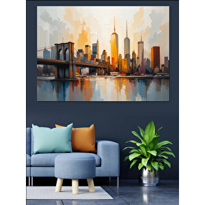 Şehir Manzarası Gökyüzü Yansıması Dekoratif Kanvas - Mdf Ahşap Tablo 50x70 cm