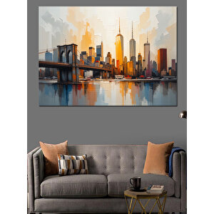 Şehir Manzarası Gökyüzü Yansıması Dekoratif Kanvas - Mdf Ahşap Tablo 50x70 cm
