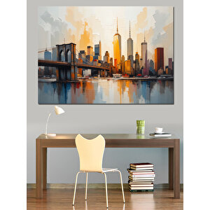Şehir Manzarası Gökyüzü Yansıması Dekoratif Kanvas - Mdf Ahşap Tablo 50x70 cm