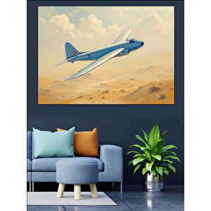 Gökyüzünde Uçak Dekoratif Kanvas - Mdf Ahşap Tablo 35x50 cm