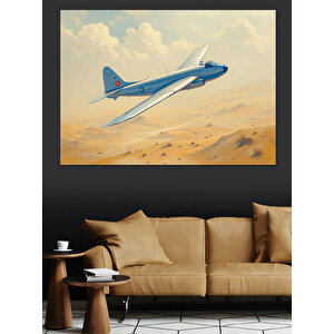 Gökyüzünde Uçak Dekoratif Kanvas - Mdf Ahşap Tablo 100x140 cm