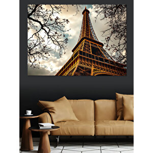 Eyfel Kulesi Gökyüzünde Dekoratif Kanvas - Mdf Ahşap Tablo 70x100 cm