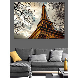 Eyfel Kulesi Gökyüzünde Dekoratif Kanvas - Mdf Ahşap Tablo 50x70 cm