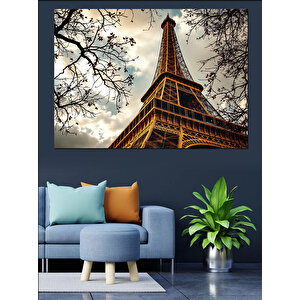 Eyfel Kulesi Gökyüzünde Dekoratif Kanvas - Mdf Ahşap Tablo